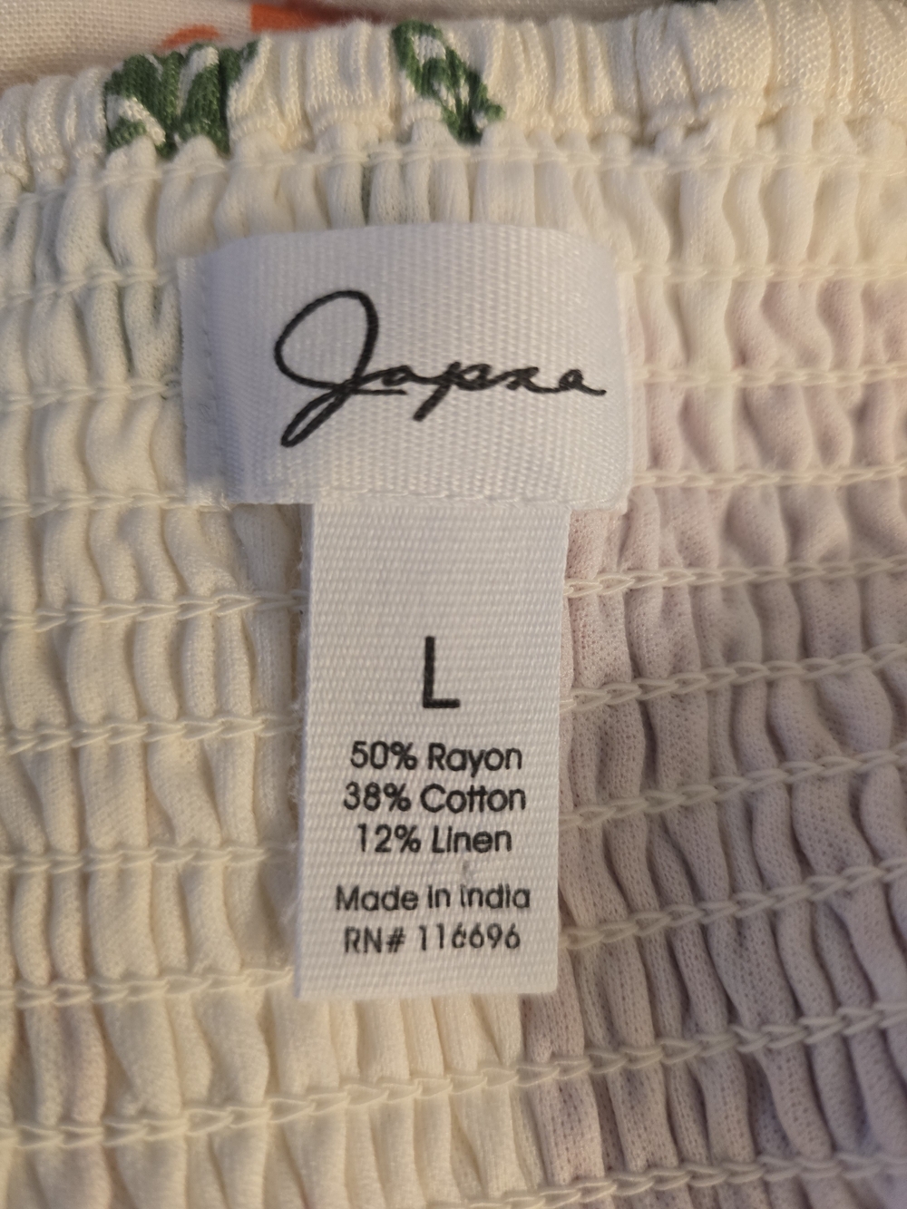 Japna White Mini Dress with Red & Green Floral Patchwork - Picture 7 of 7